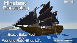 Minetest Gameplay EP179 Black Sails Mod and Working Auto-Shop Lift